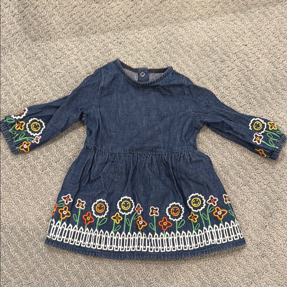 Stella McCartney Kids Blue Dress with Floral Accents